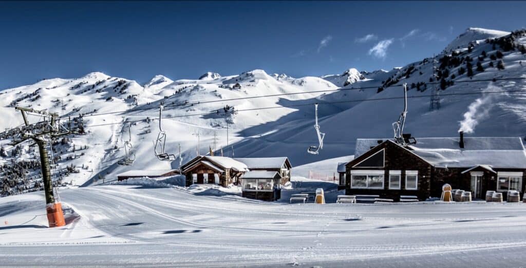 Baqueria Beret Ski Resort in the Pyrenees. Winter in Spain.