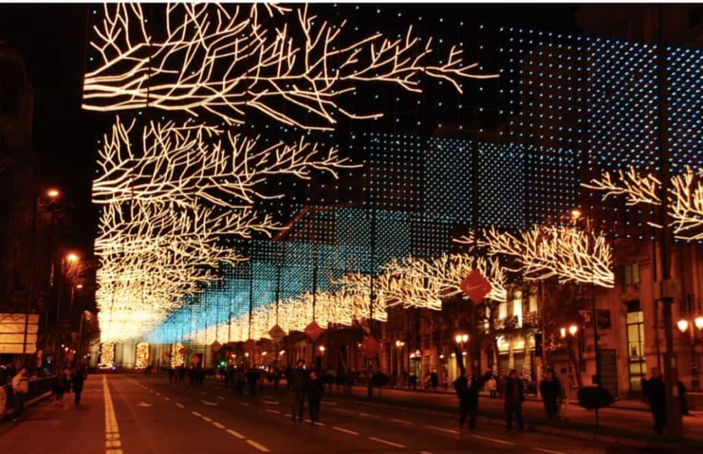 Christmas lights in Barcelona, Spain. Winter.