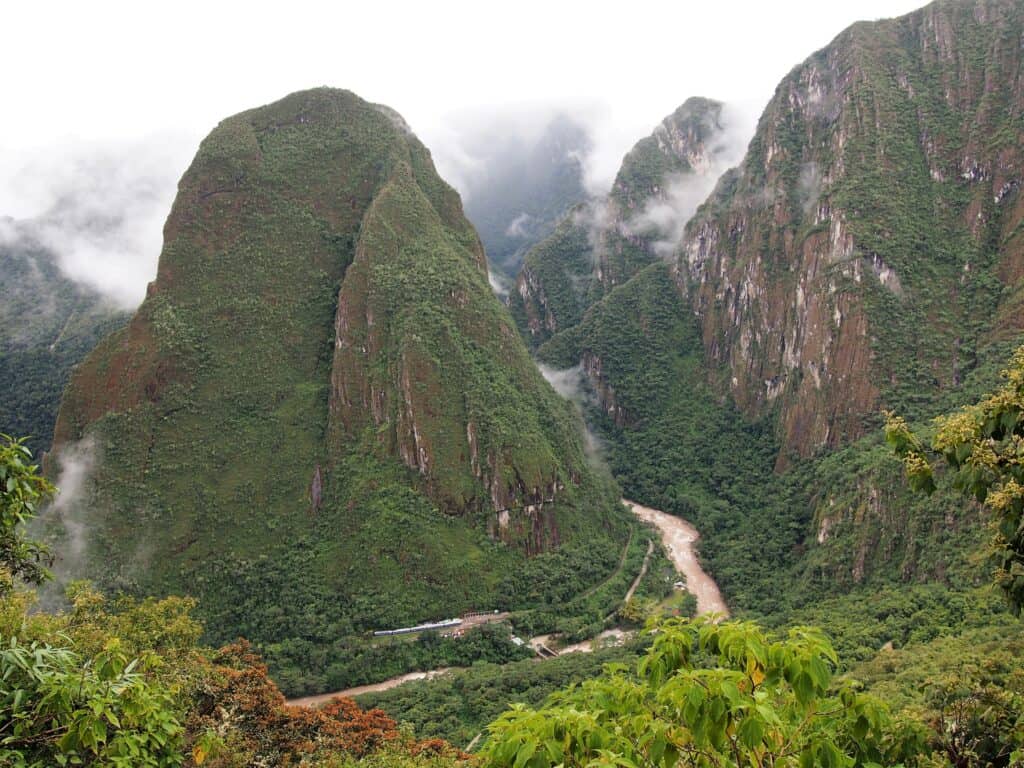 The Inca Trail and river below Machu Picchu