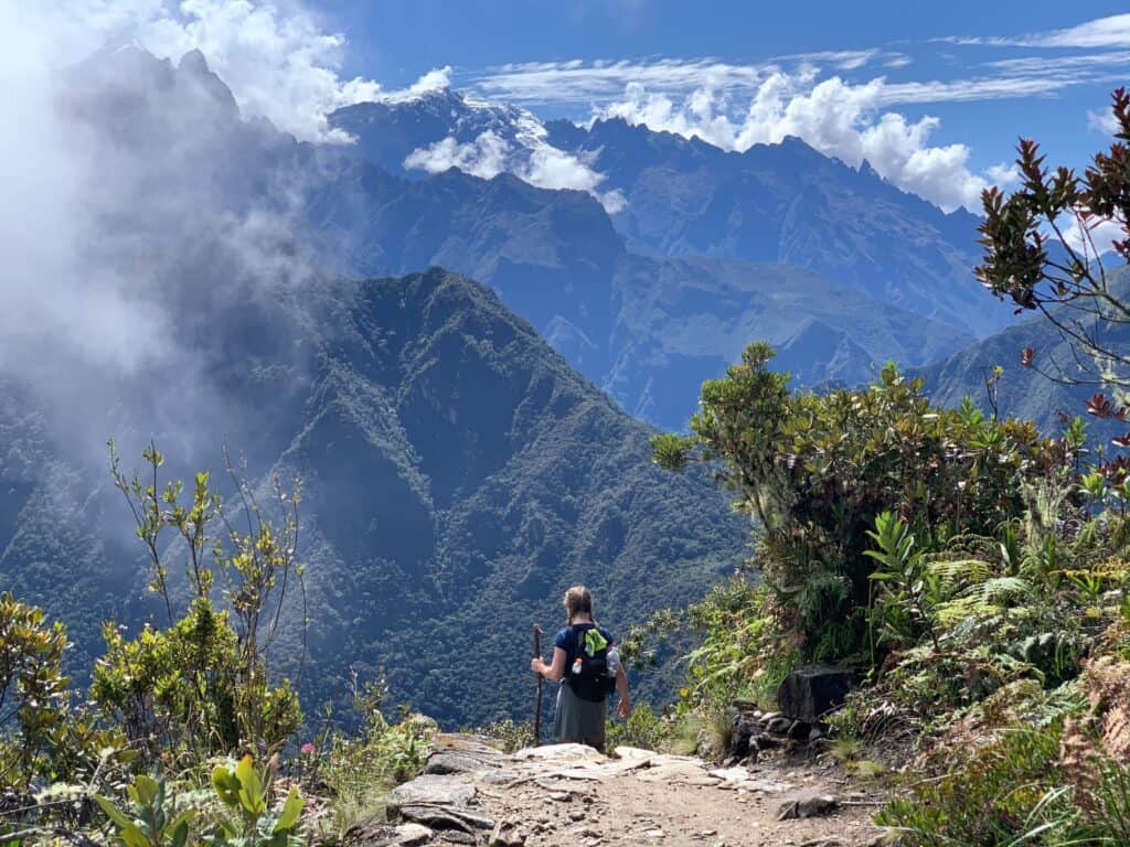 Is it worth it to hike the Inca Trail below Machu Picchu? Hiking the Inca Trail up to Machu Picchu.