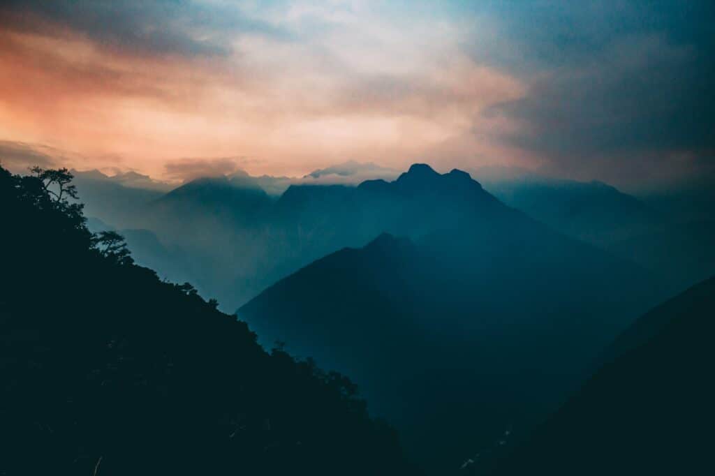 Machu Picchu at sunset.