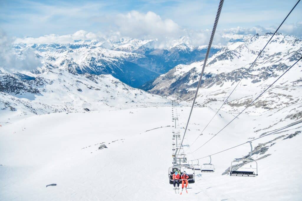 Skiing in the Alps - France.
