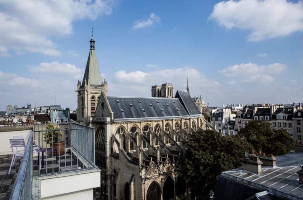 Notre Dame across from the luxury hotel, Hôtel Parc Saint-Séverin - Esprit de France.