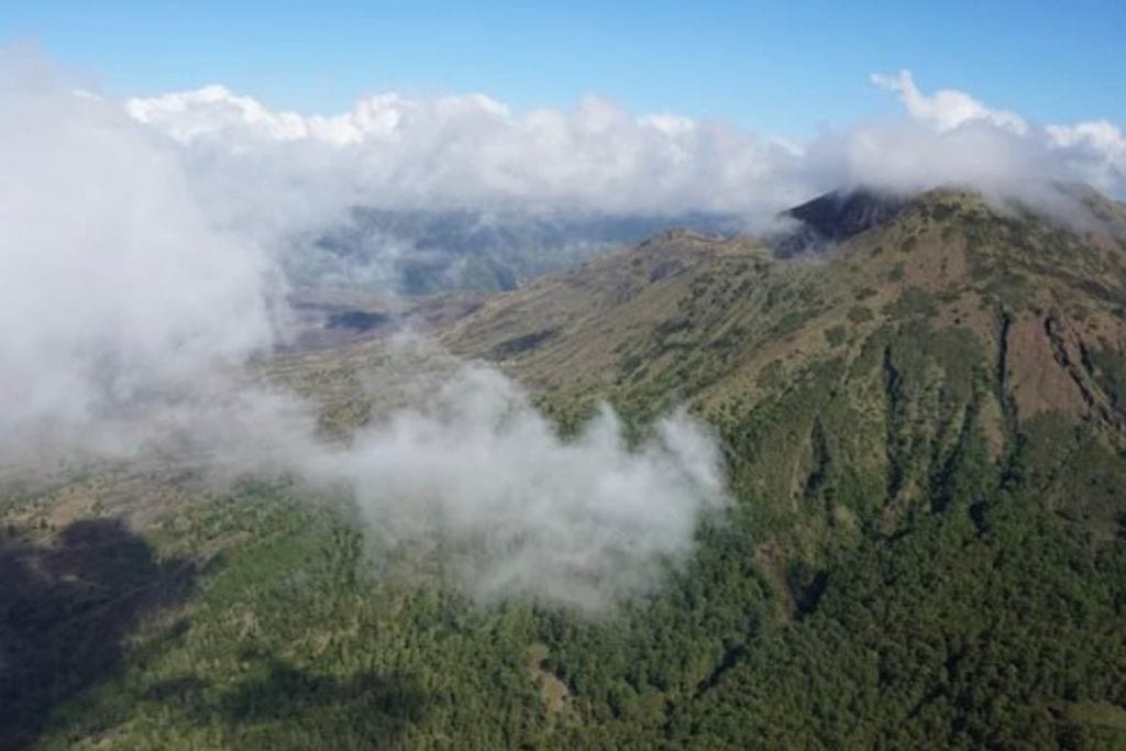 The top of Mount Batur without a guide, but a helicopter pilot. 