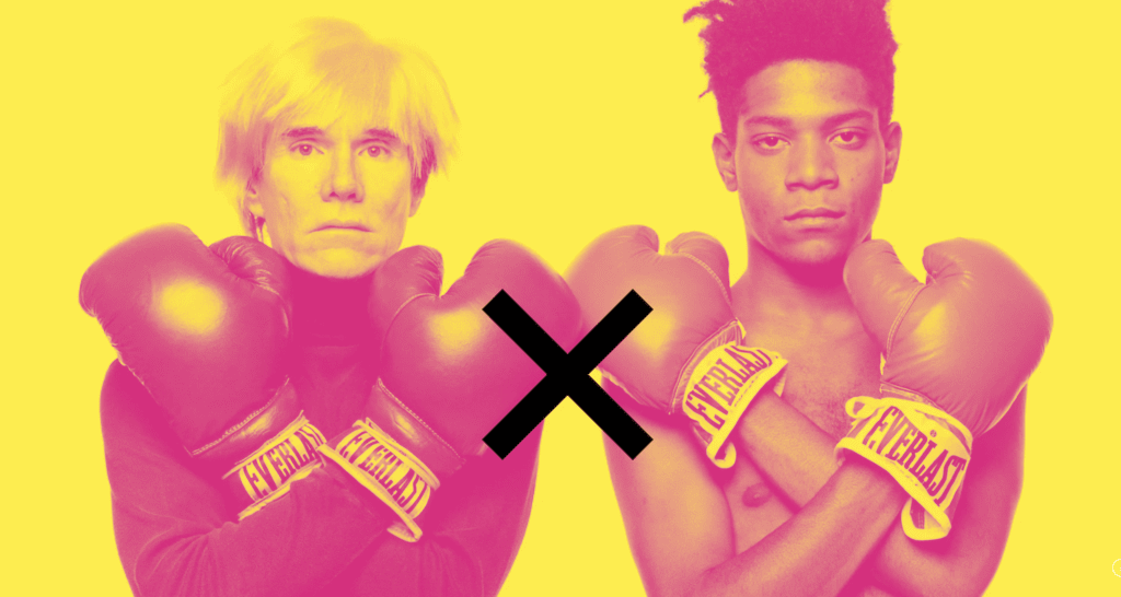 Photo of Andy Warhol and Jean-Michel Basquiat for their exhibition at The Fondation Louis Vuitton in Paris in July. 