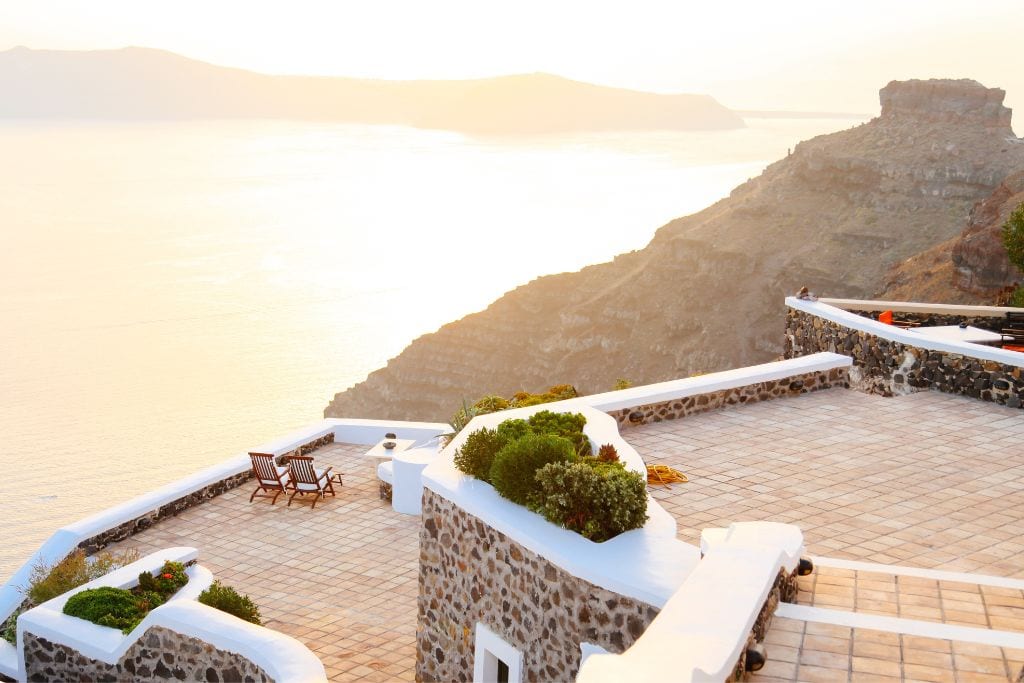The sun setting in Greece.