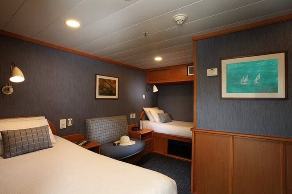 A room on the yacht of the Galapagos Islands 6-Day Southeastern Cruise aboard Yacht Isabela II.