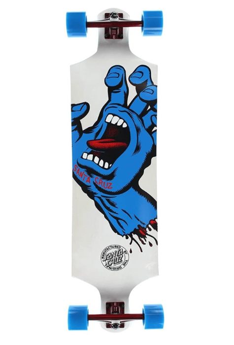 Photo of the Santa Cruz Screaming Hand White Complete Skateboard, one of the best Santa Cruz Longboards on our list. 