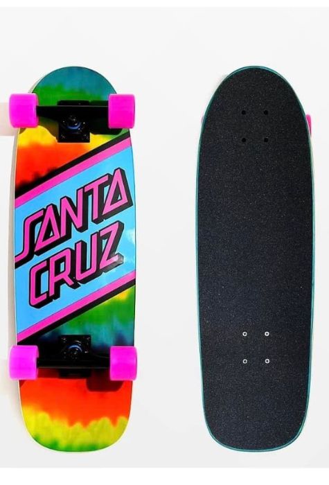 Santa Cruz Street Cruzer Complete Skateboard, Rainbow Tie Dye.