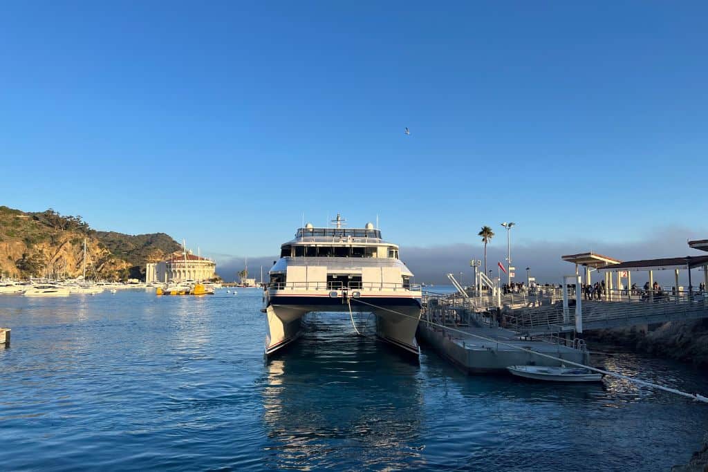 The Catalina Express docked in Avalon Harbor.