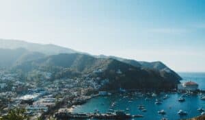An aerial view of Catalina Island, California.