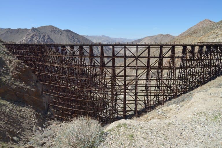 A trestle bridge in California. The largest wooden trestle bridge in the world.