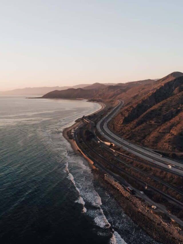 Highway one along the cliffs of California.