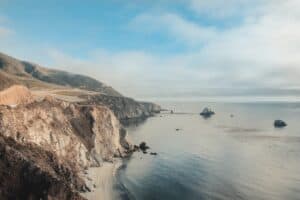 Giant cliffs along the Pacific Ocean, Central Coast California.