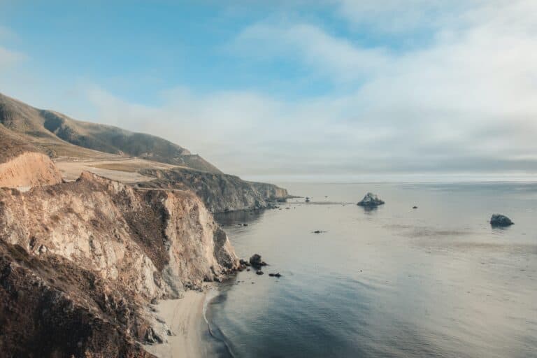 Giant cliffs along the Pacific Ocean, Central Coast California.