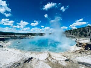 A steaming gieser at Yellowstone National Park.